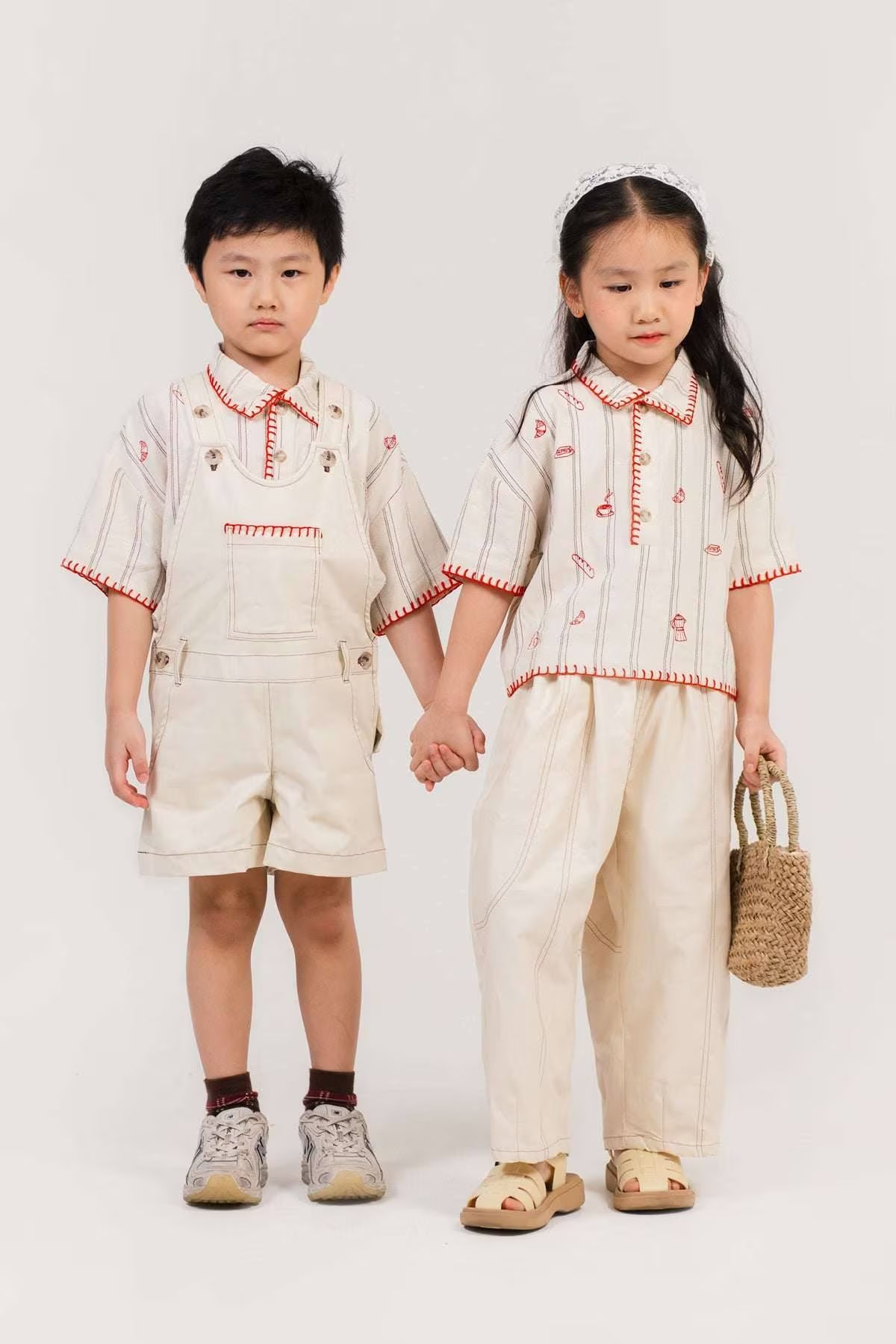 Brunch Petite Embroidered Shirt / Shorts / Skirt Beige-Red