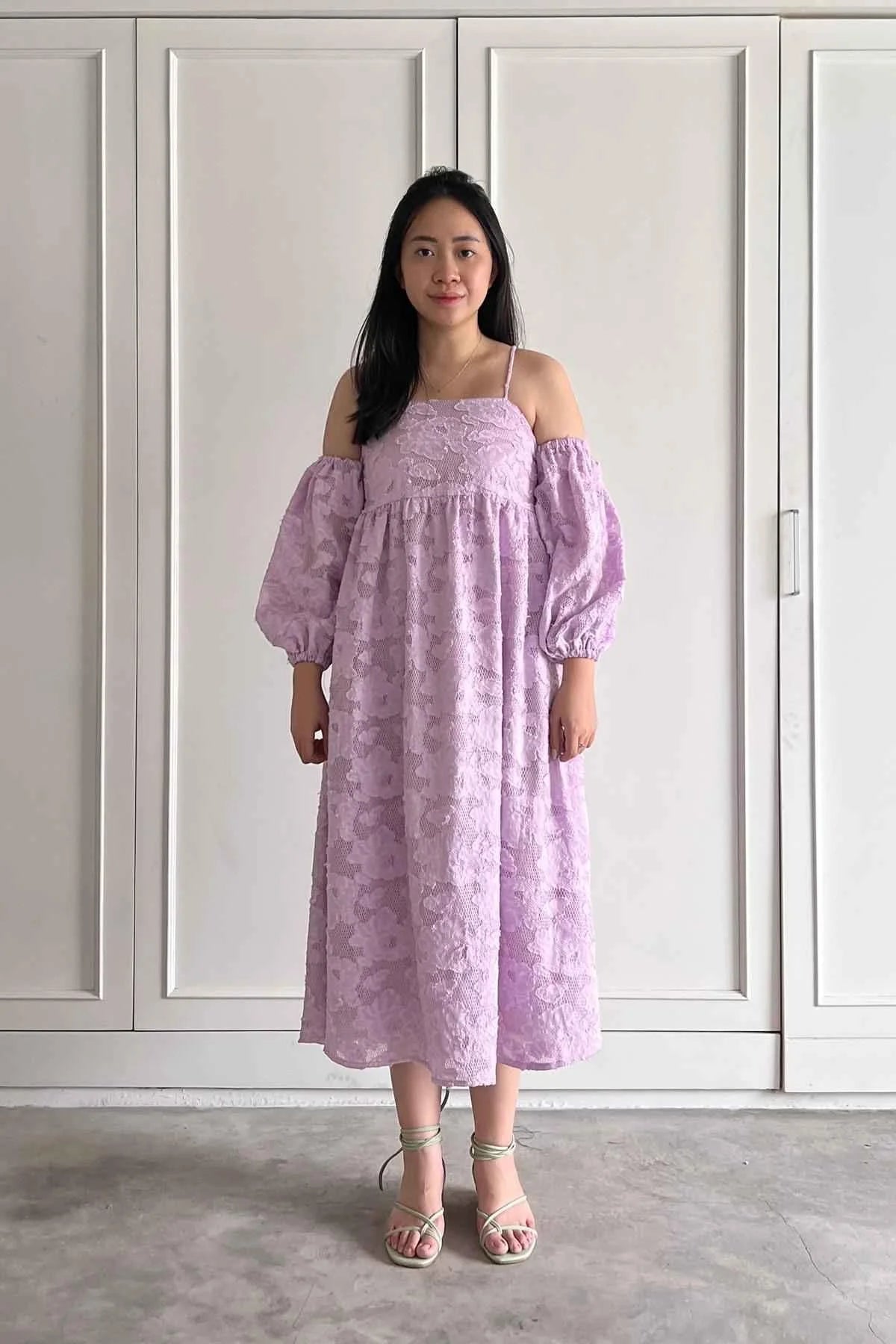 open lace back dress Bridgerton Daphne Purple Dress with Gauze main image 1