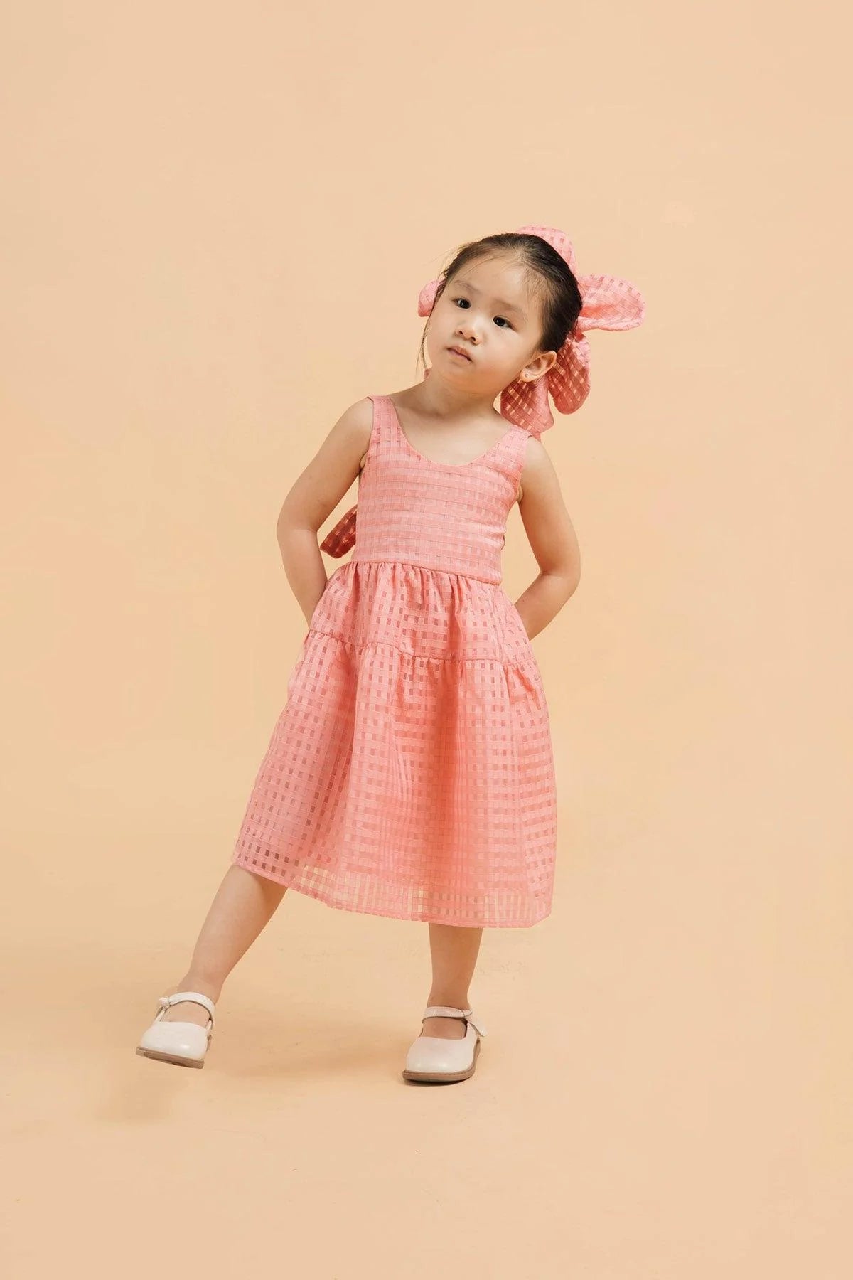 light pink petite dress Petite Light Pink Crepe A-Line Gown With Rhinestone Trim