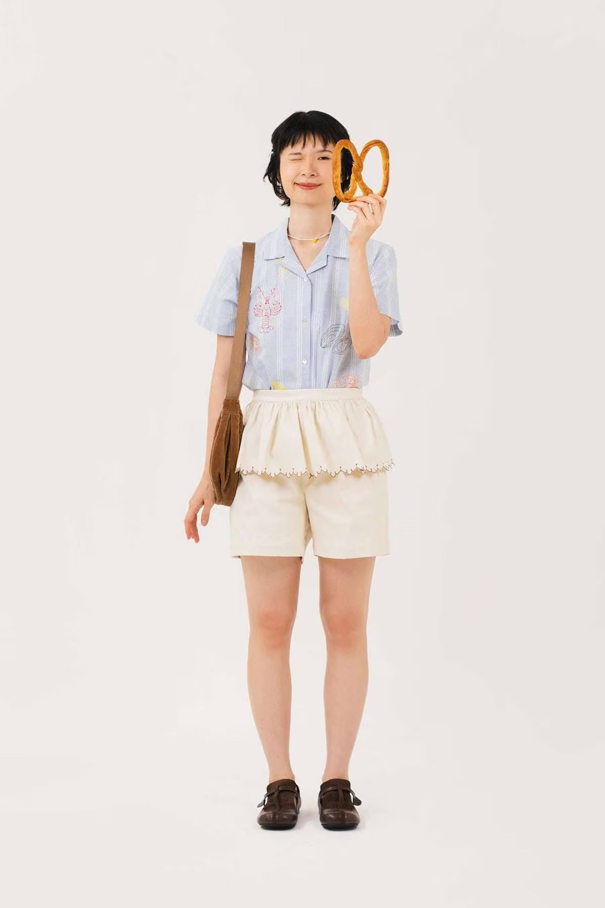 Elodie Peplum Shorts Ecru