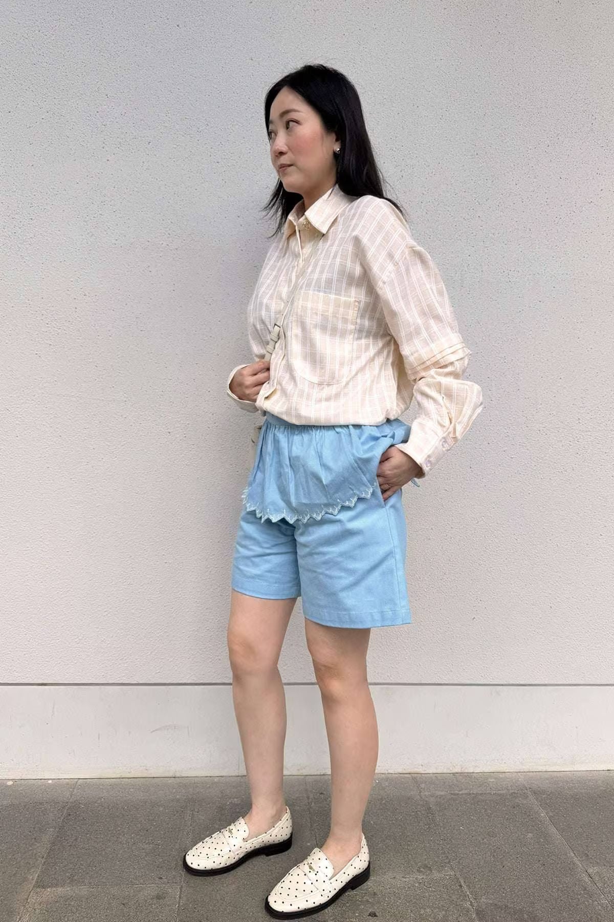Elodie Peplum Shorts Sky Blue