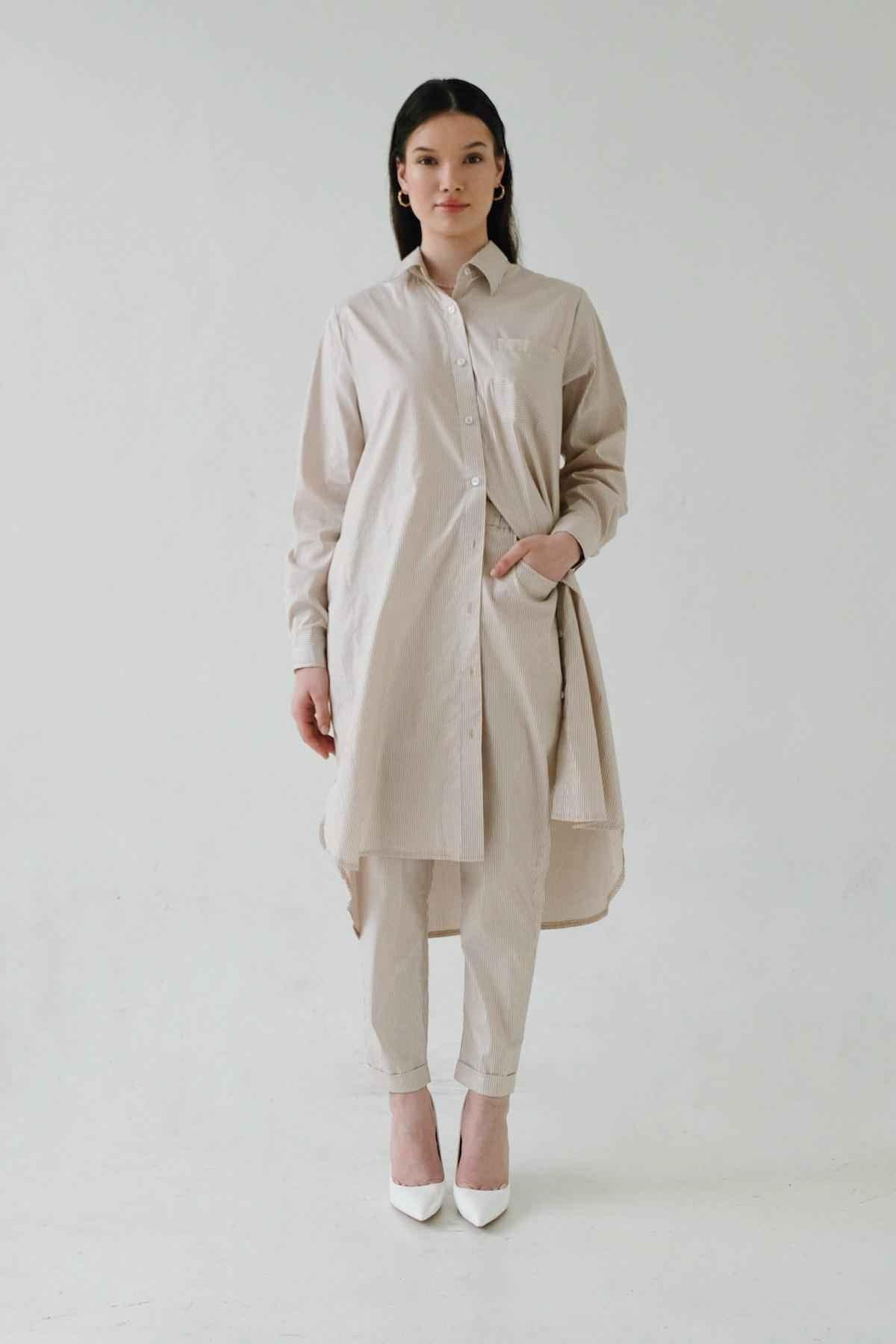 Alpen Shirt Dress Brown/Silver - EESOME