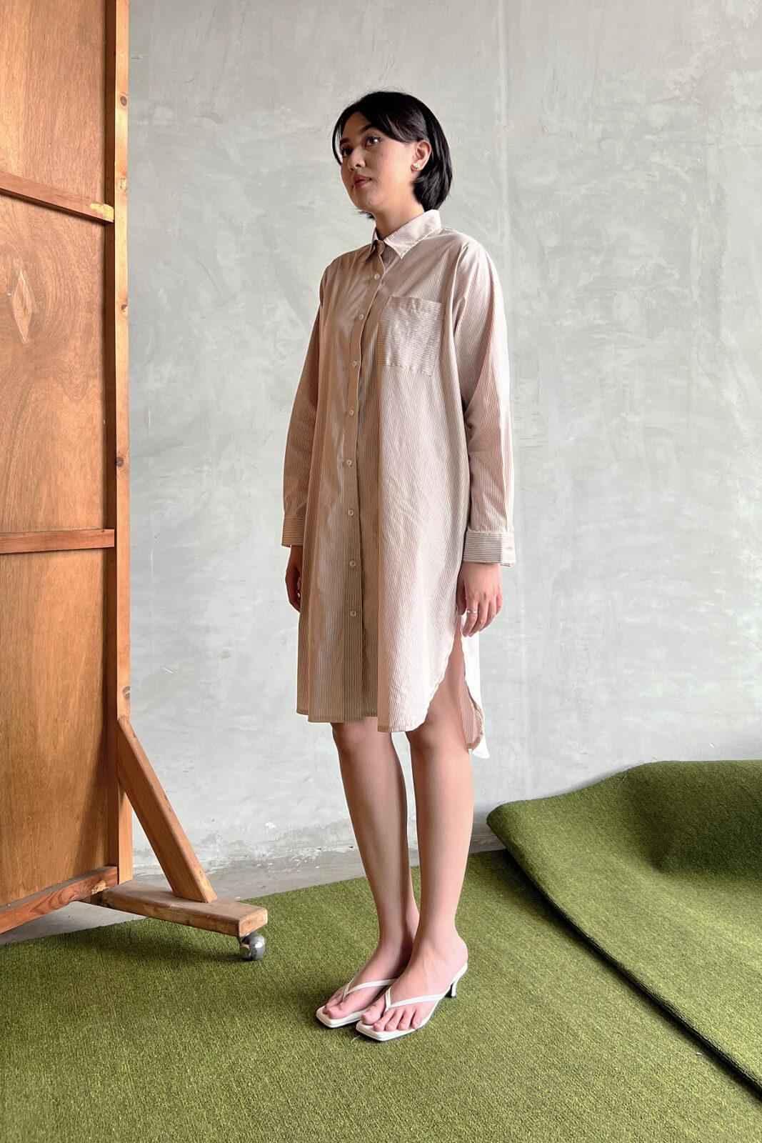 Alpen Shirt Dress Brown/Silver - EESOME