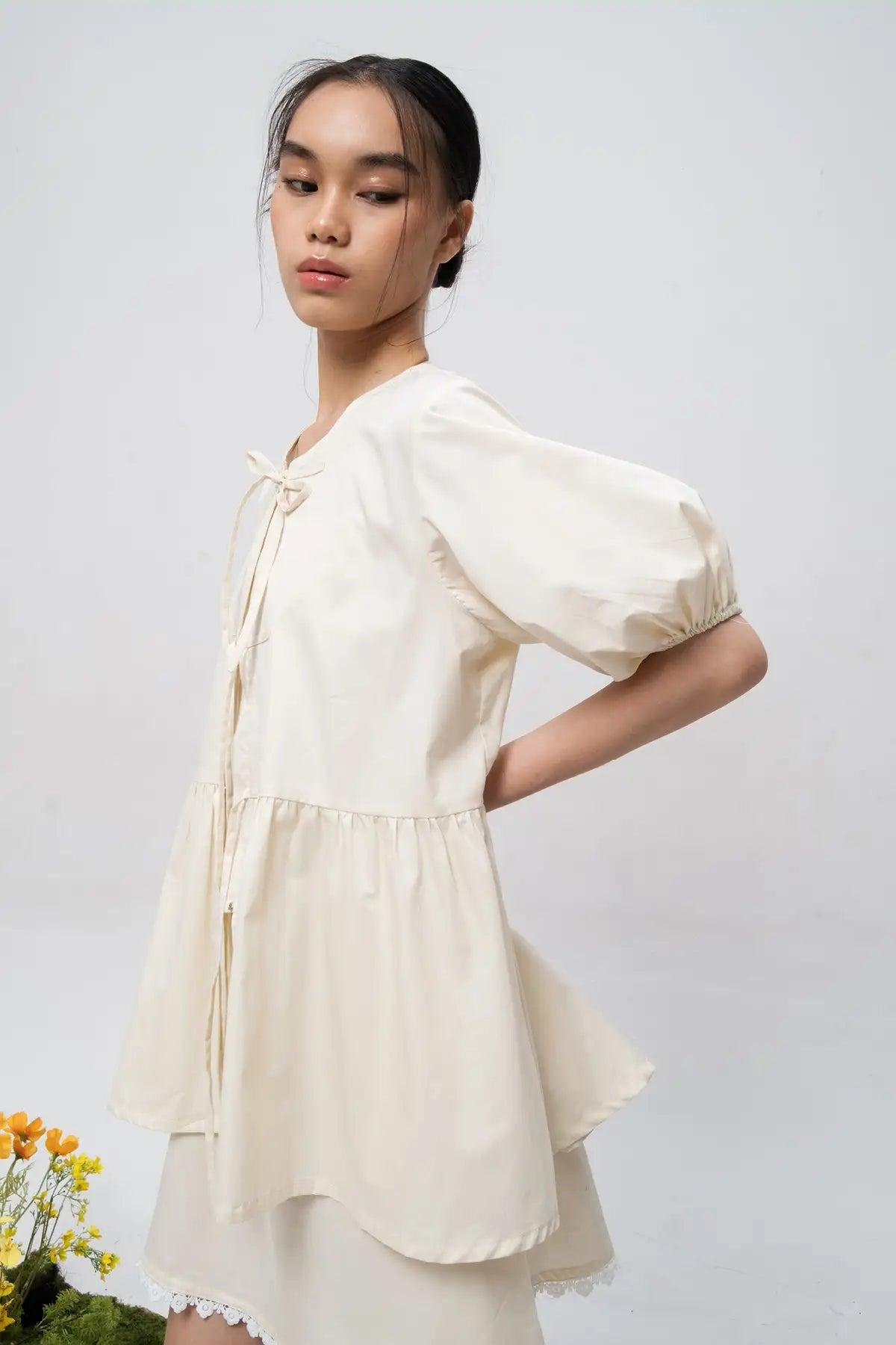 Carlyn Blouse & Dress Set Ecru - EESOME
