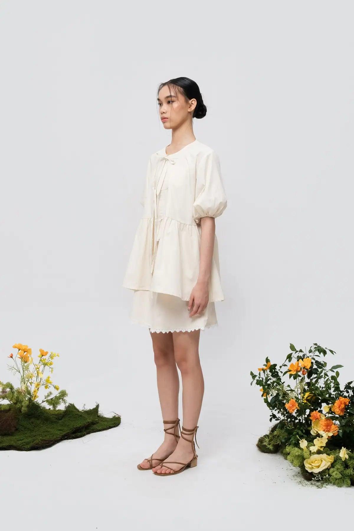 Carlyn Blouse & Dress Set Ecru - EESOME