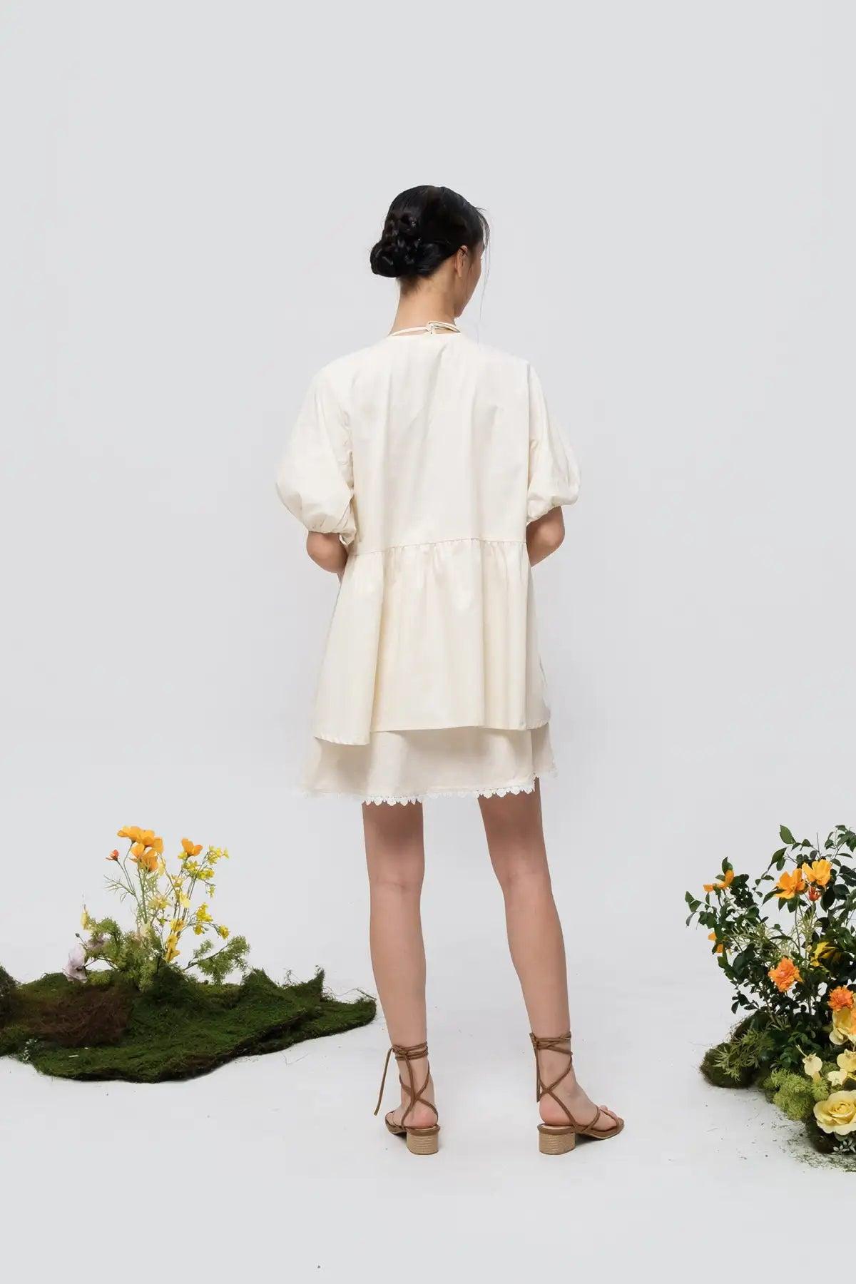 Carlyn Blouse & Dress Set Ecru - EESOME
