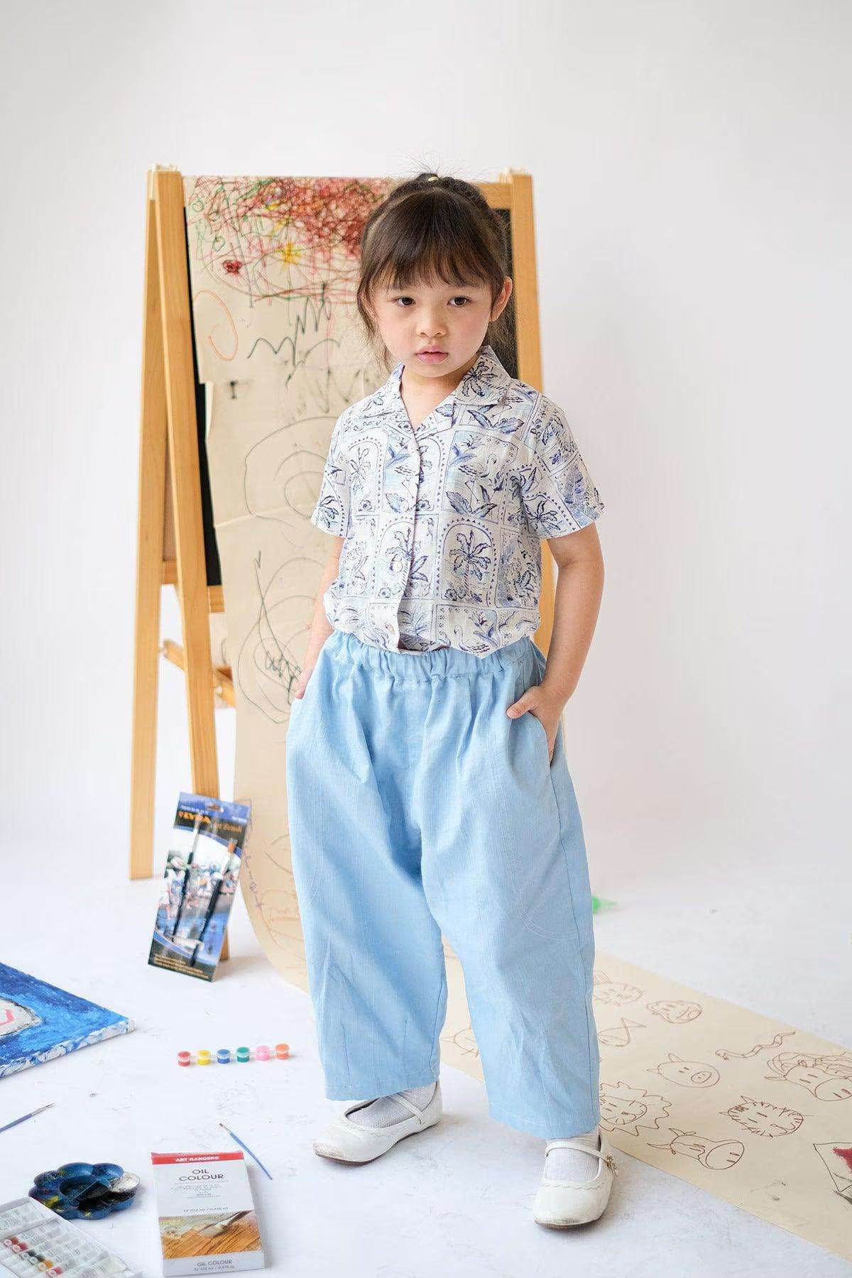 Faye Petite Barrell Pants Sky - EESOME