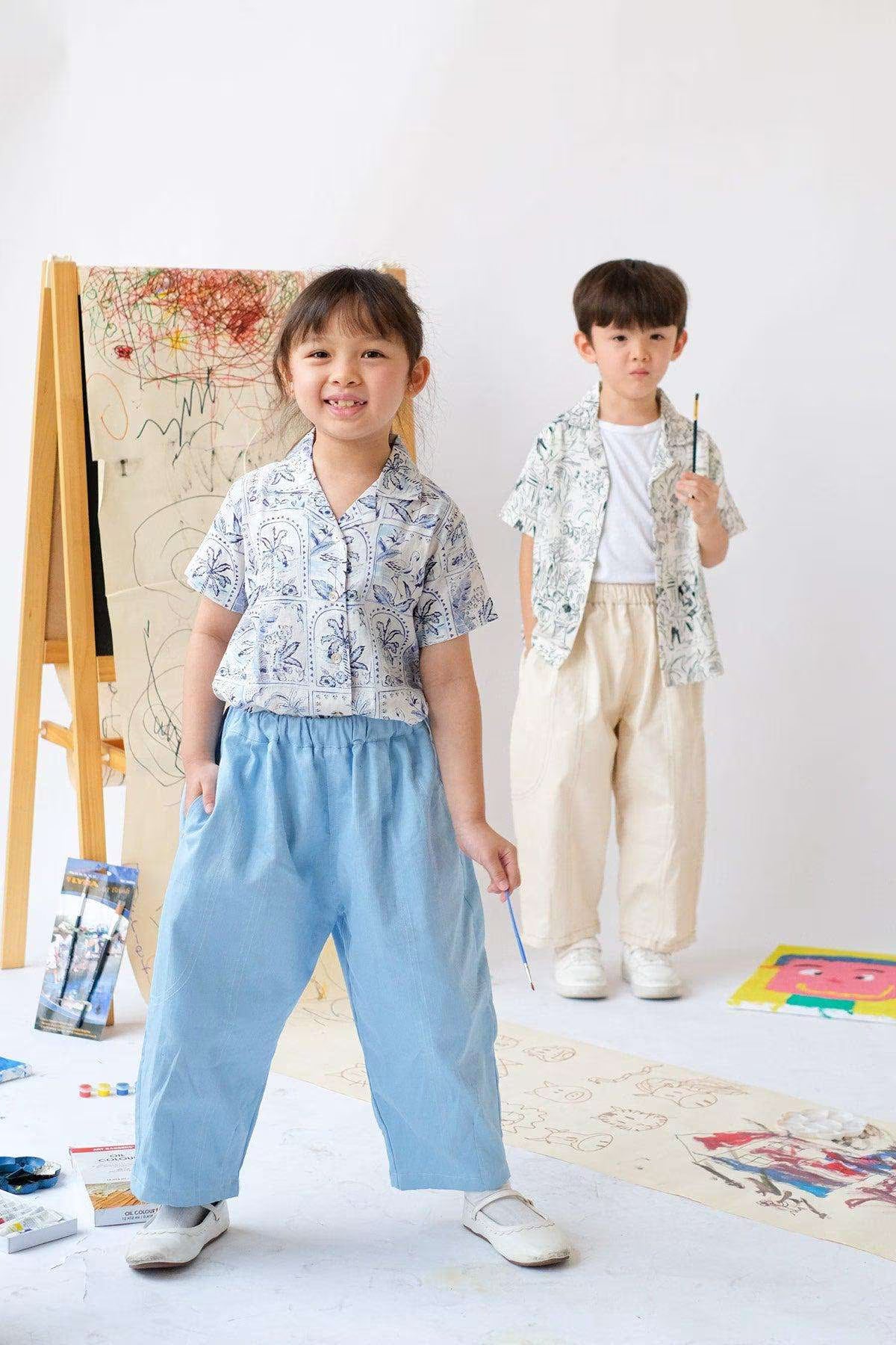 Faye Petite Barrell Pants Sky - EESOME