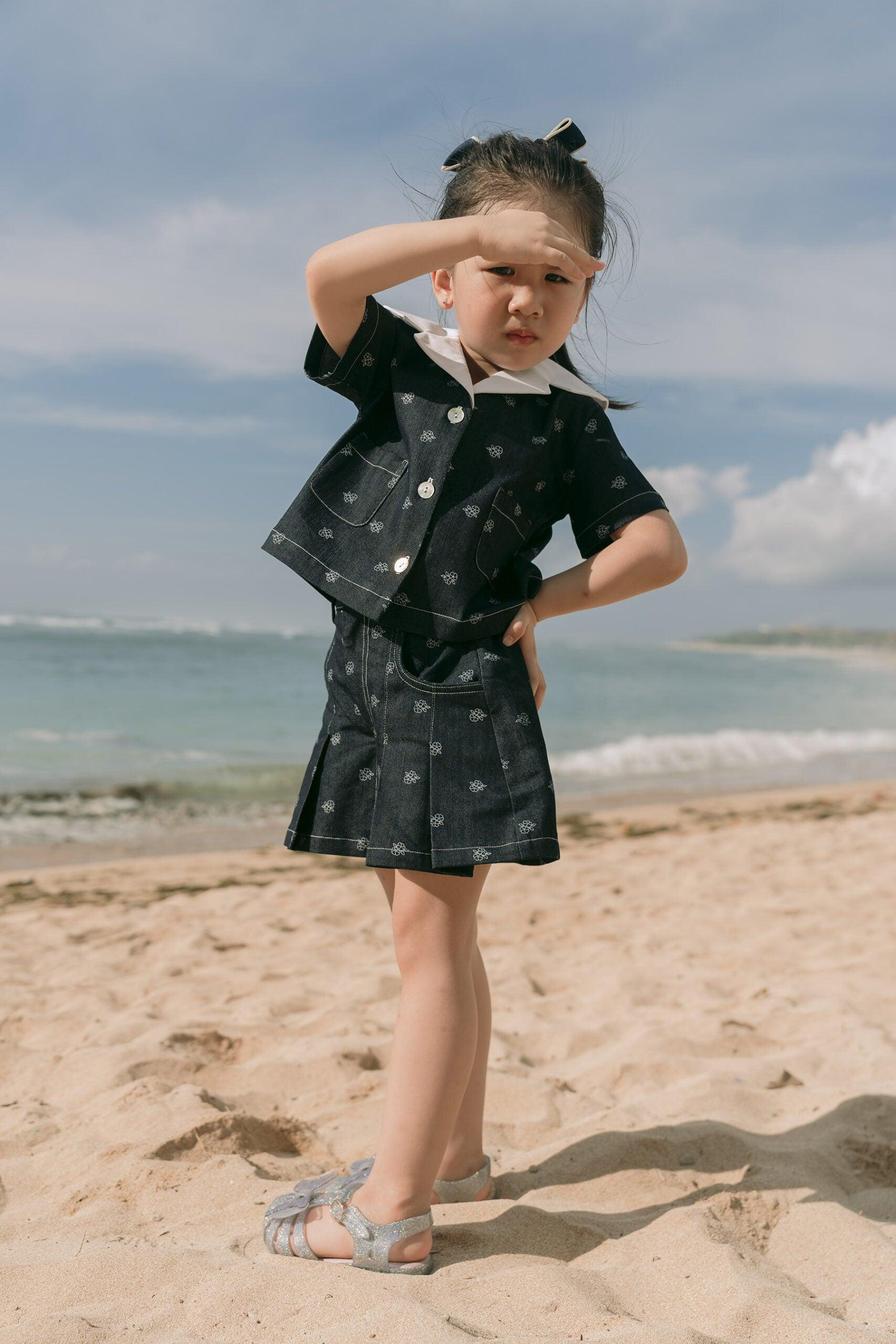 Minju Petite Set Denim Blue - EESOME