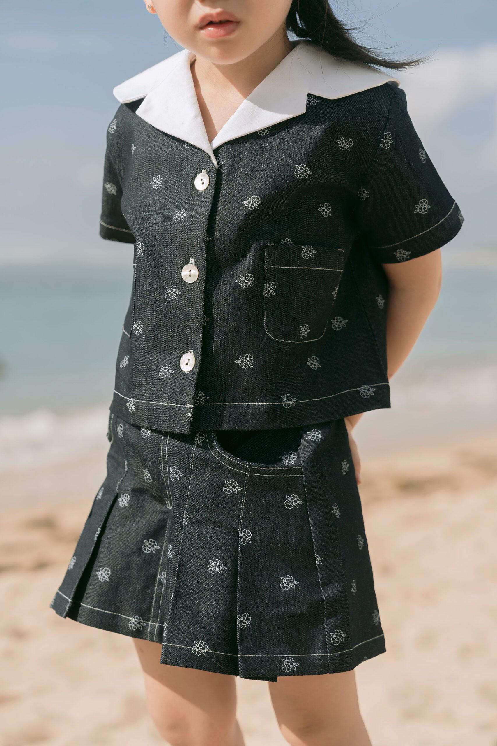 Minju Petite Set Denim Blue - EESOME