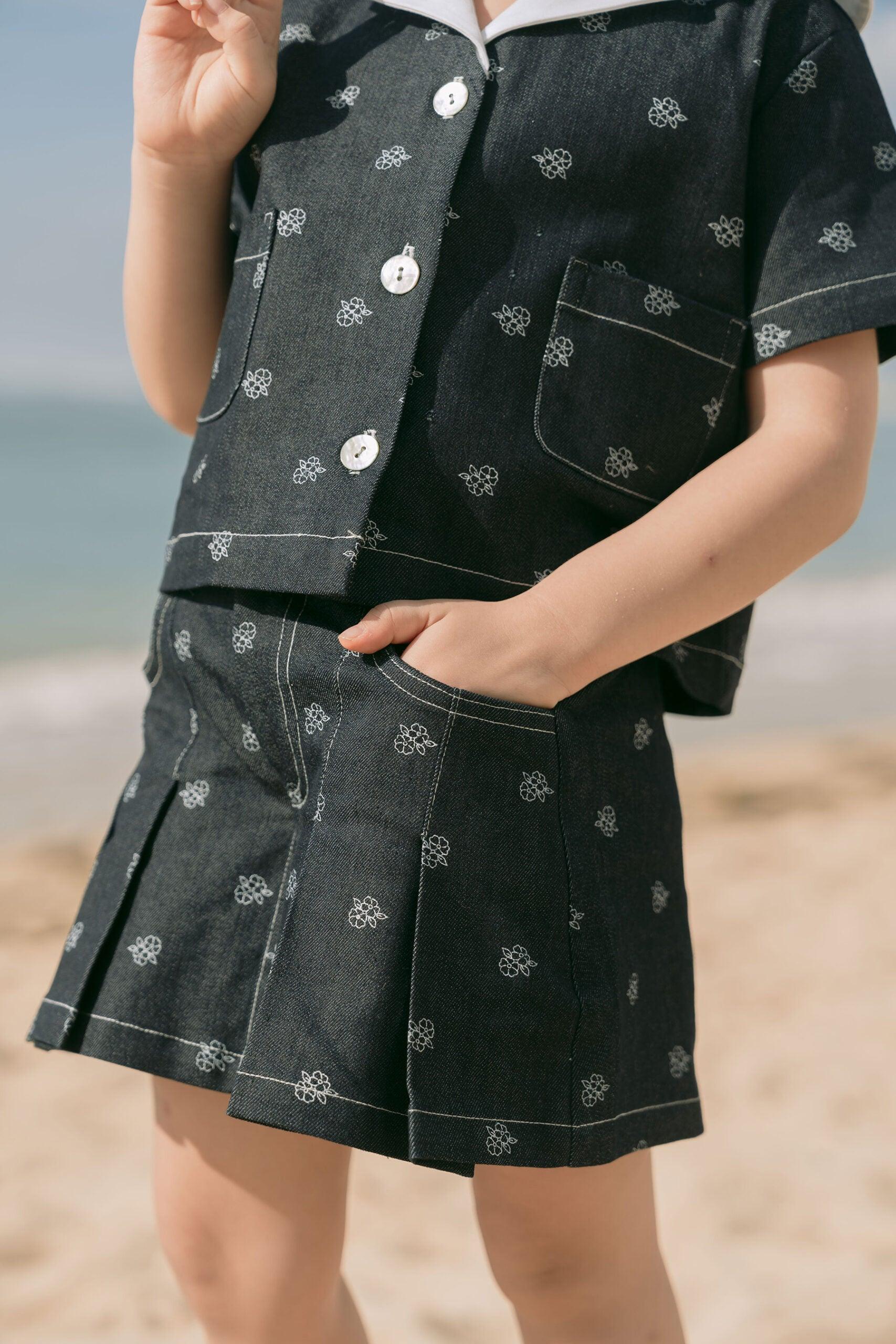 Minju Petite Set Denim Blue - EESOME