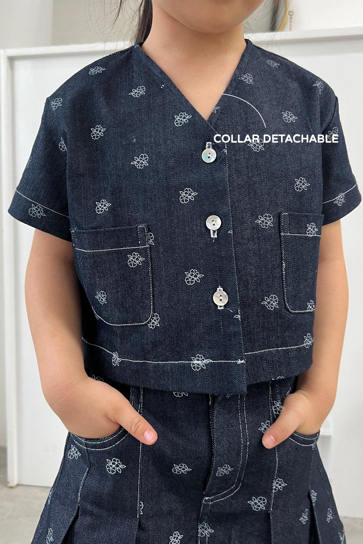 Minju Petite Set Denim Blue - EESOME