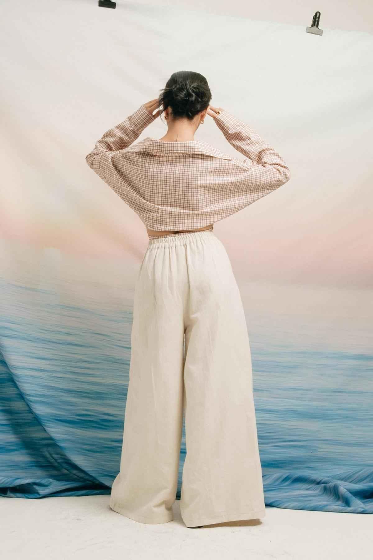 Yva Tied Outer Shirt Cream - EESOME