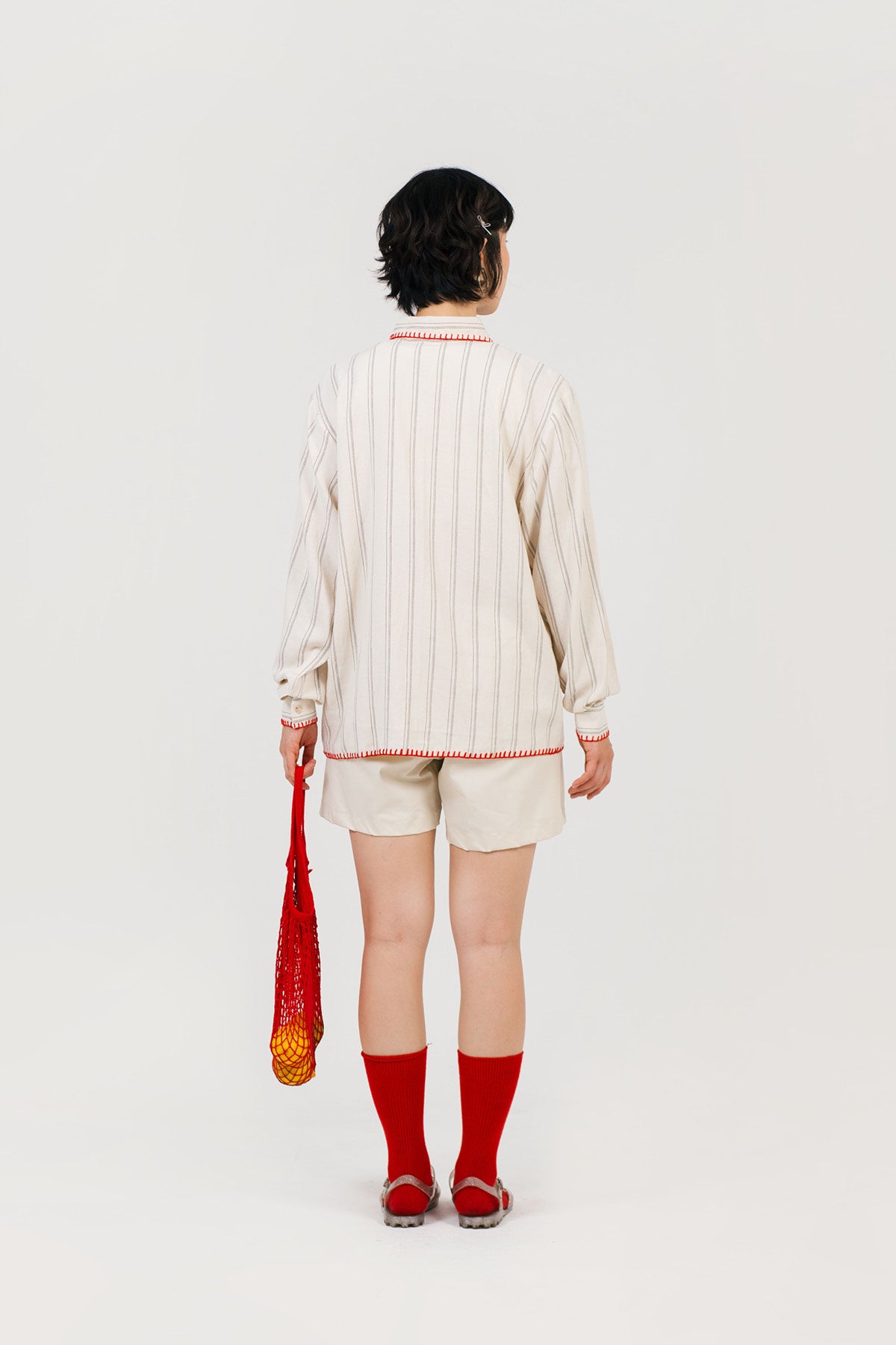 Brunch Embroidered Shirt Beige - Red