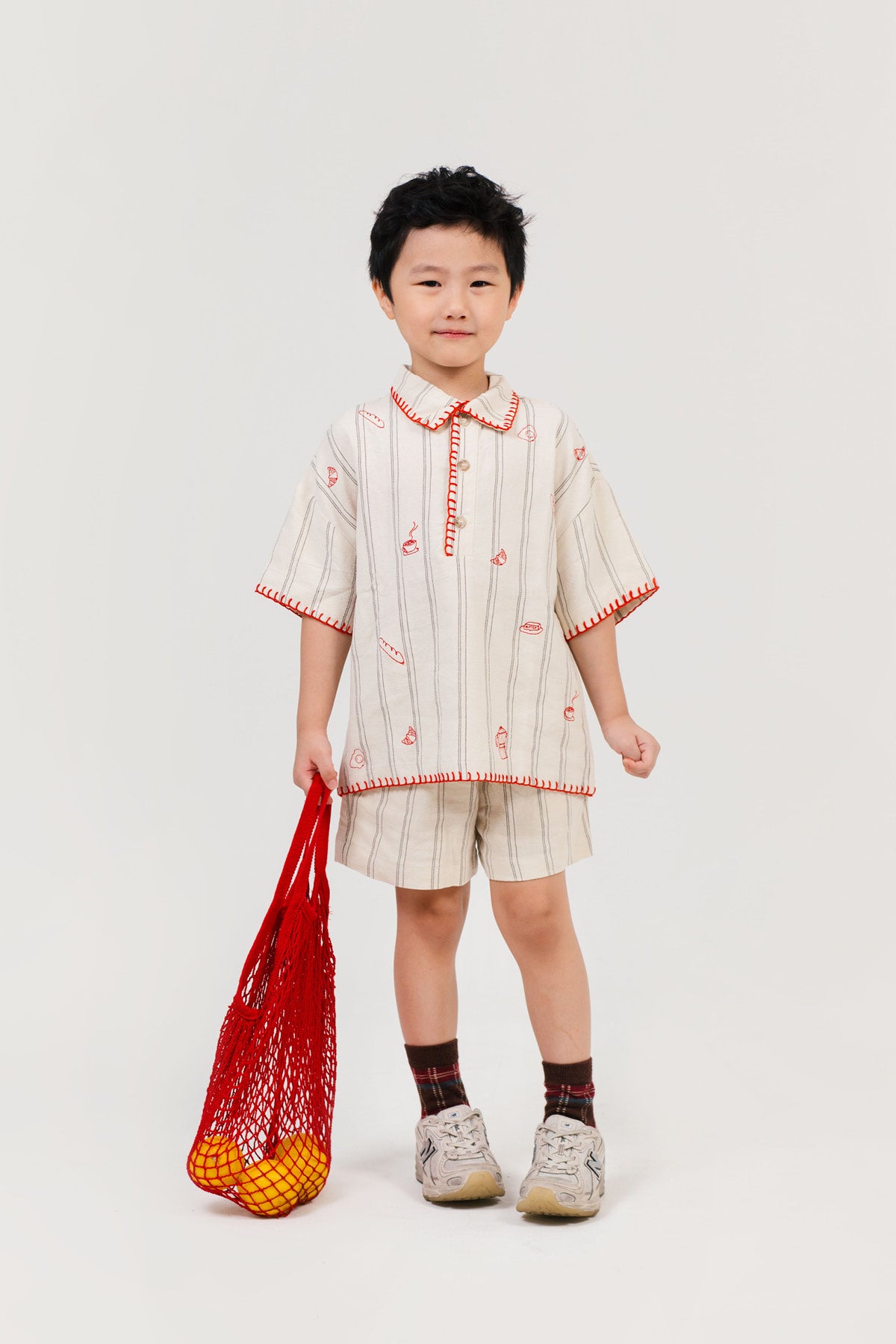 Brunch Petite Embroidered Shirt / Shorts / Skirt Beige-Red