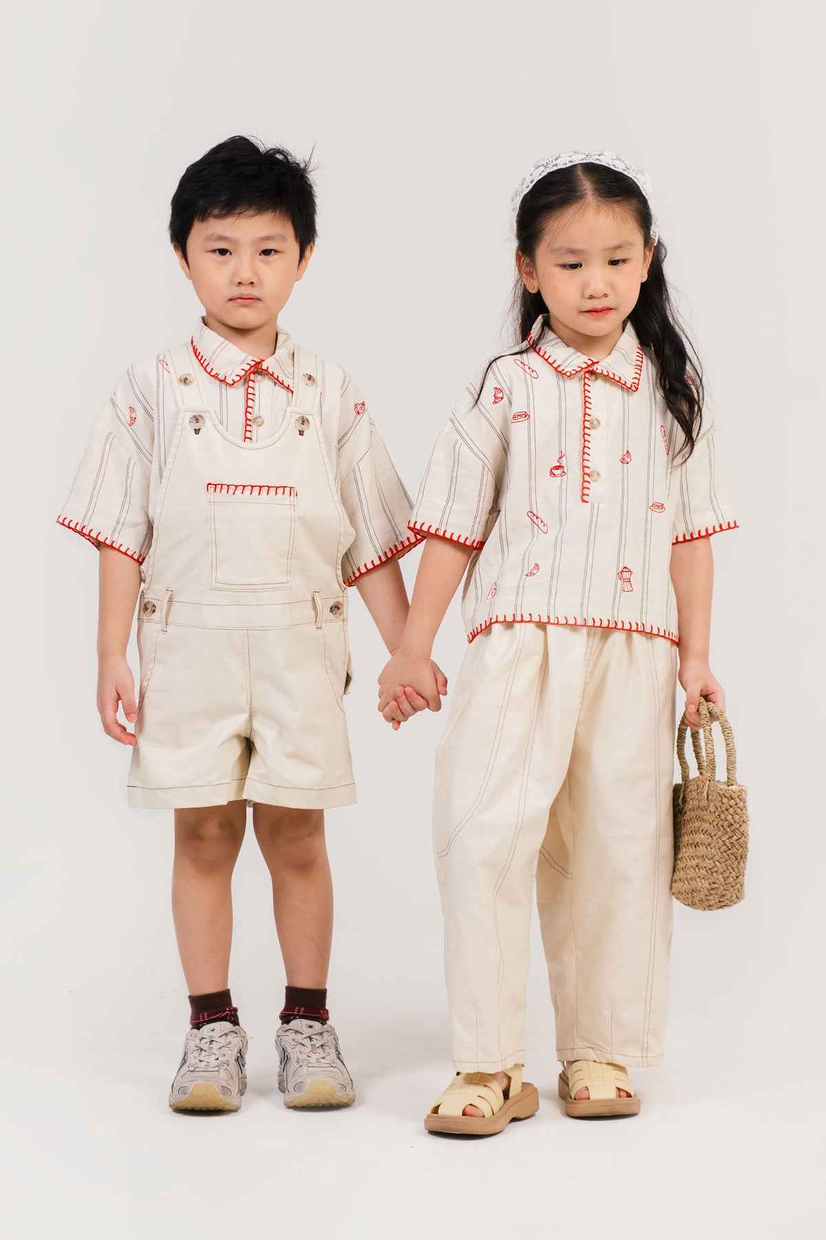 Brunch Petite Embroidered Shirt / Shorts / Skirt Beige-Red