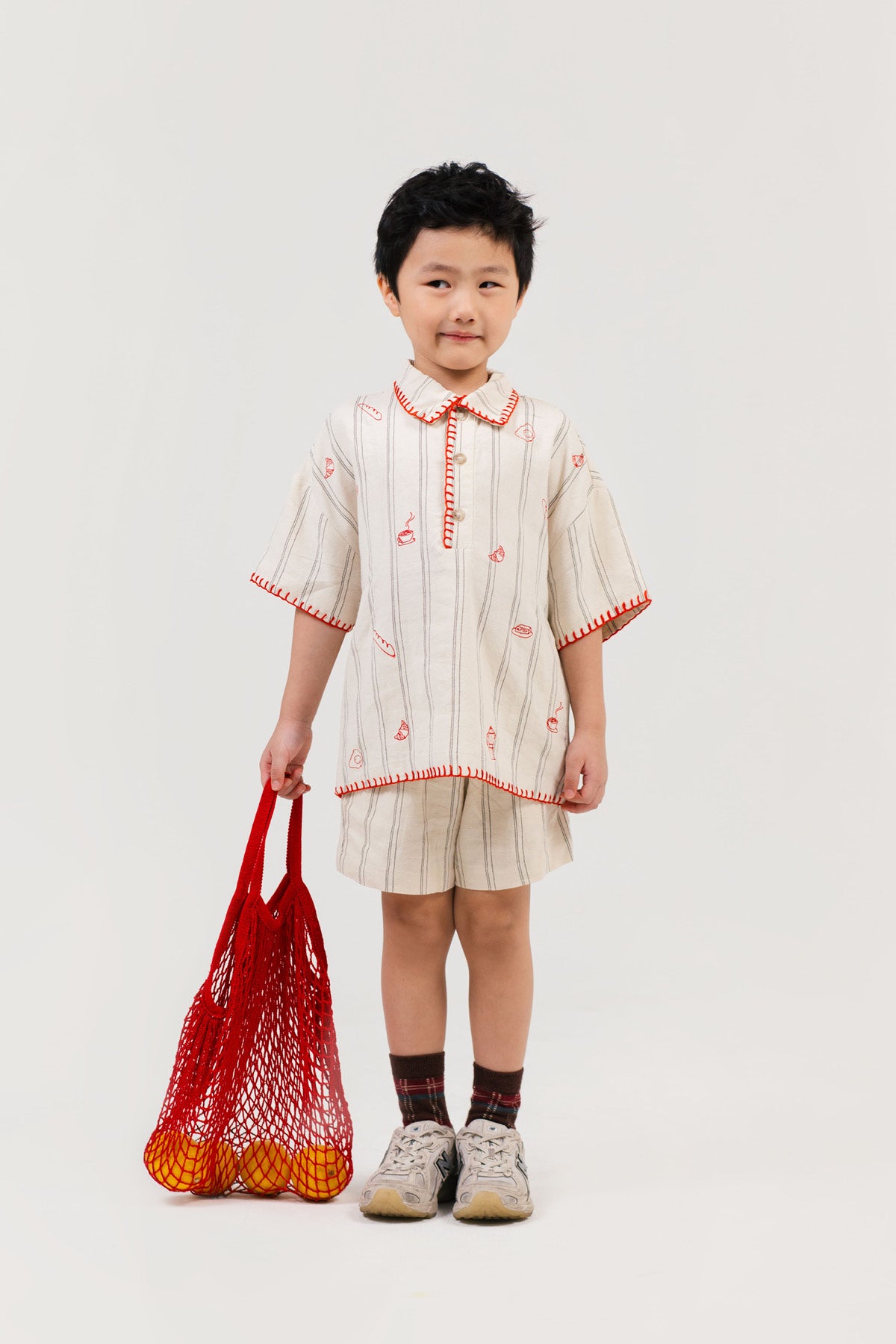 Brunch Petite Embroidered Shirt / Shorts / Skirt Beige-Red