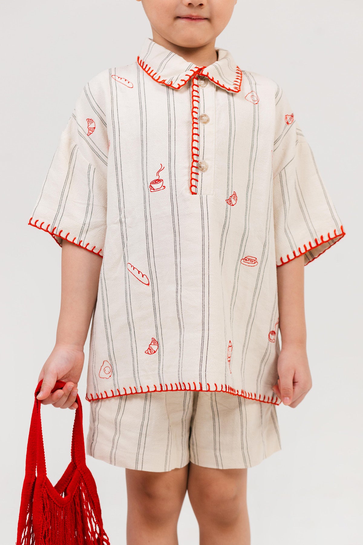 Brunch Petite Embroidered Shirt / Shorts / Skirt Beige-Red