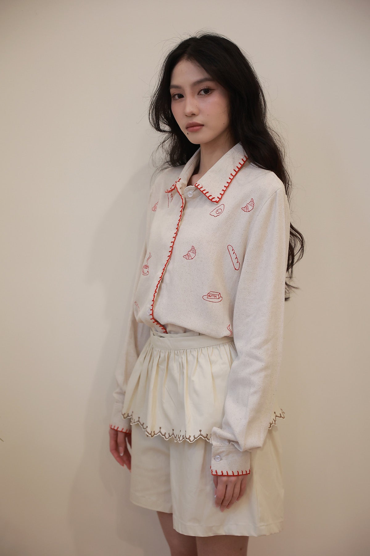 Brunch Embroidered Shirt Oatmeal (PO Ready ETA 20 Dec)