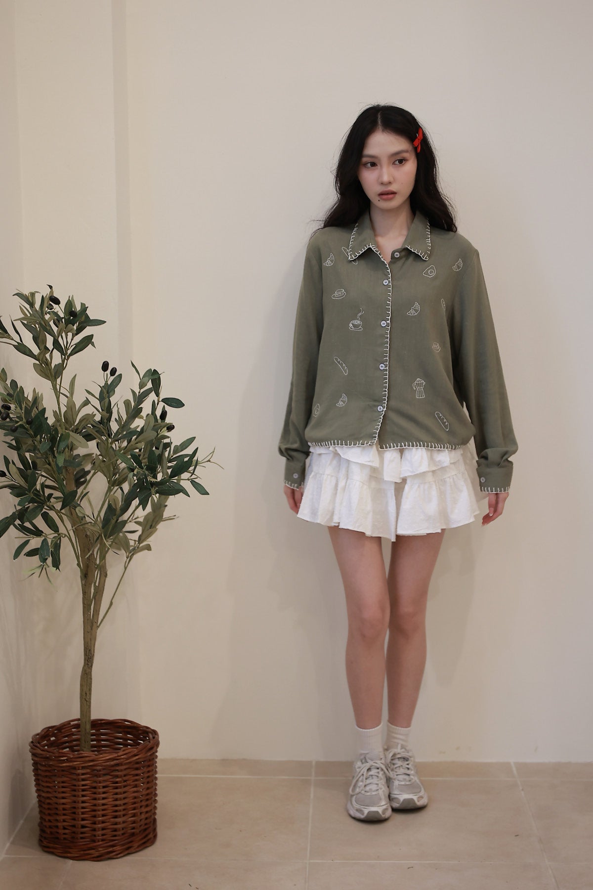 Brunch Embroidered Shirt Pine-White (PO Ready ETA 20 Dec)