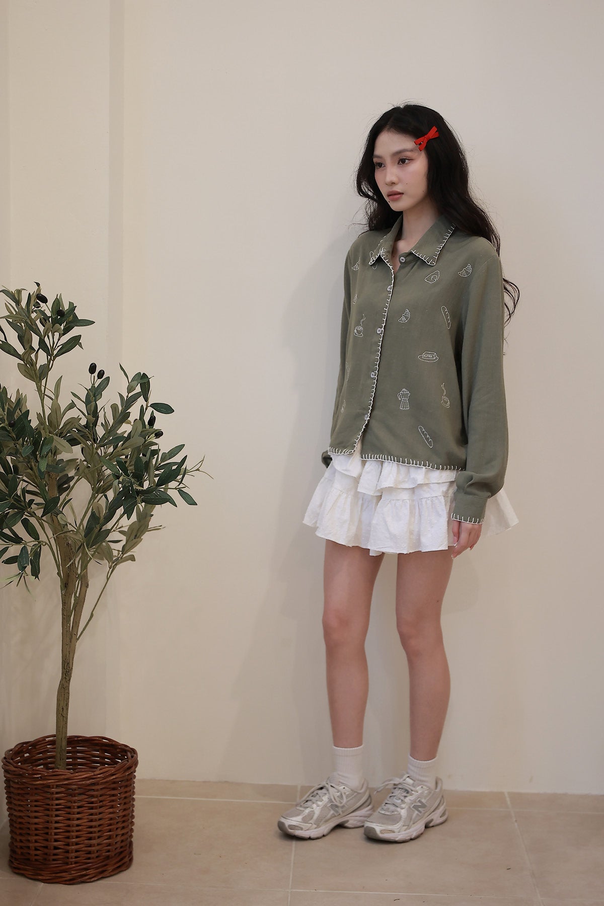 Brunch Embroidered Shirt Pine-White (PO Ready ETA 20 Dec)