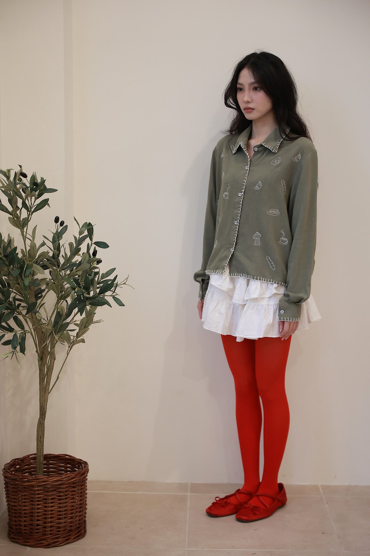 Brunch Embroidered Shirt Pine-White (PO Ready ETA 20 Dec)