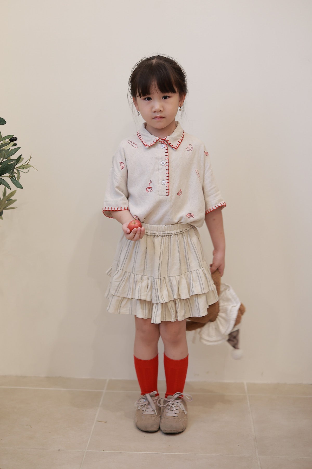 Brunch Petite Embroidered Shirt / Shorts / Skirt Oatmeal -  shopeesome.com