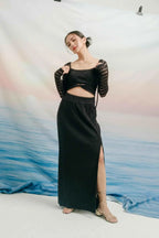 Adele Long Knitted Skirt Black