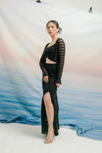 Adele Long Knitted Skirt Black