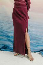 Adele Long Knitted Skirt Maroon