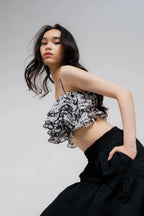 Algea Top Black Floral