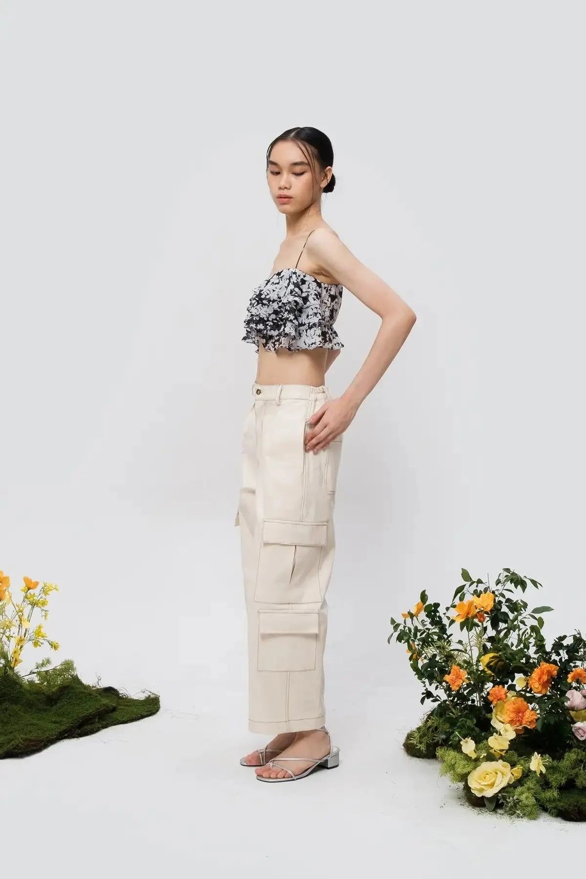 Algea Top Black Floral