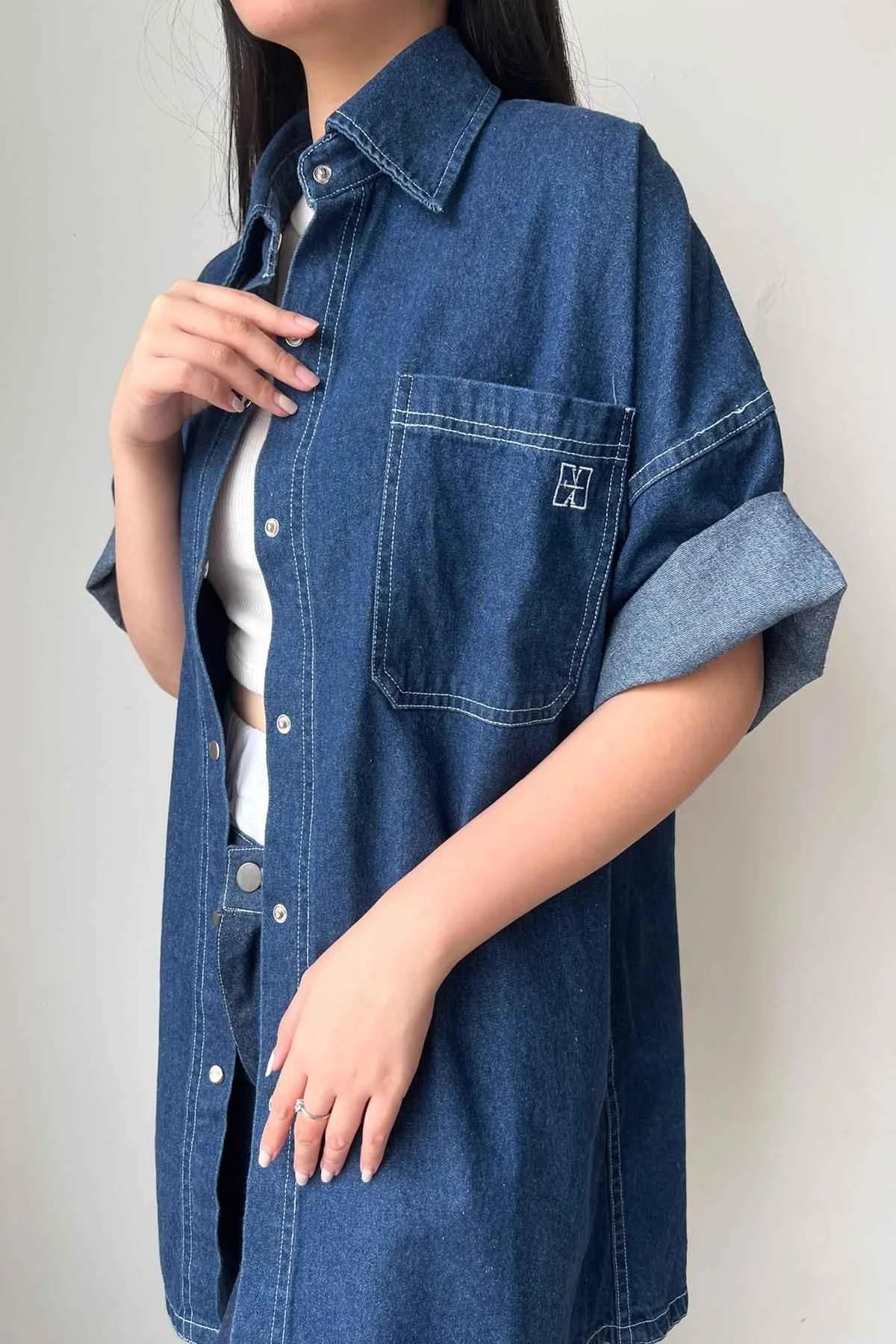 Blanche Denim Shirt Dark Ash Blue II