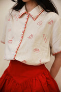 Brunch Embroidered Shirt Oatmeal