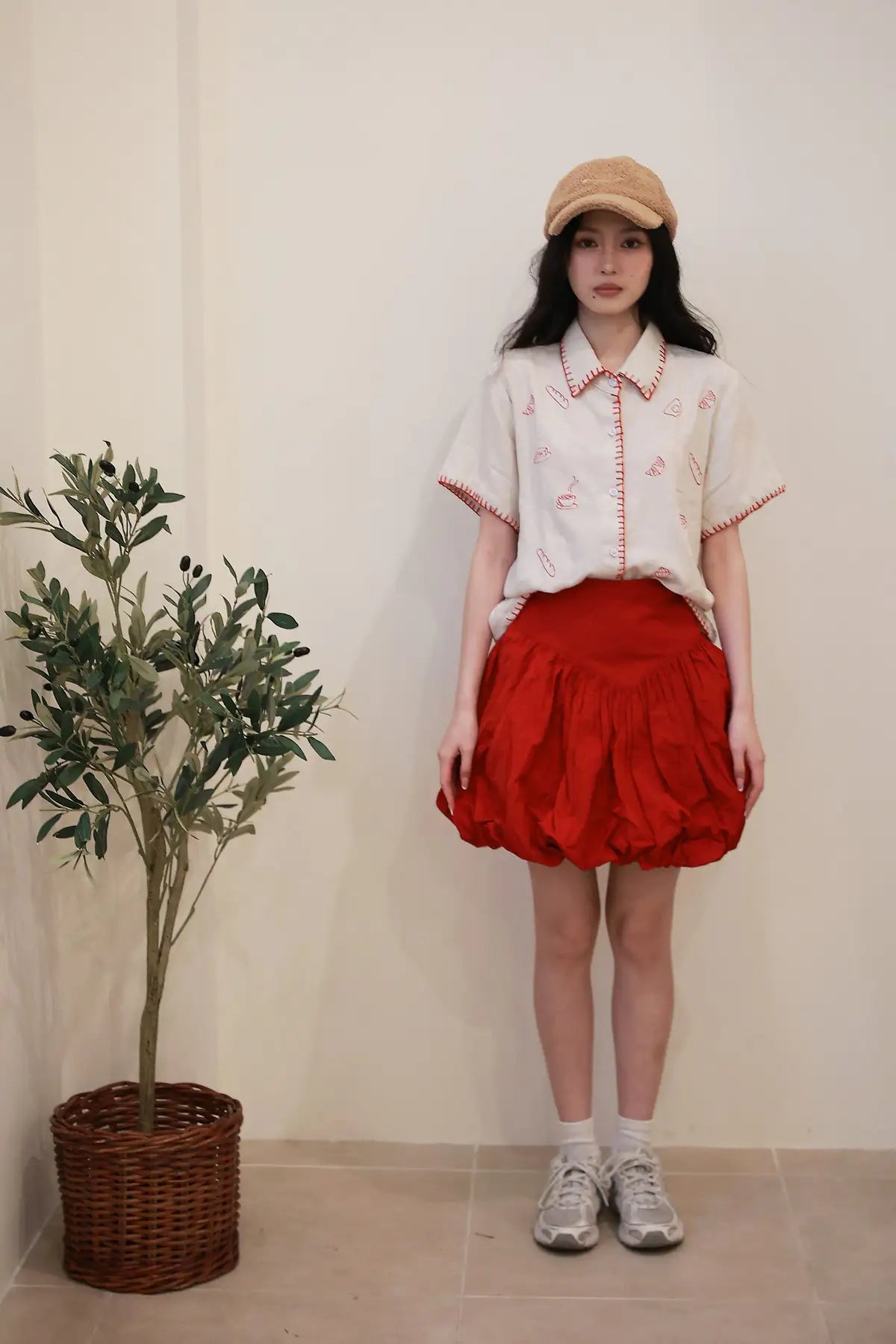 Brunch Embroidered Shirt Oatmeal