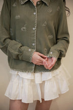 Brunch Embroidered Shirt Pine-White