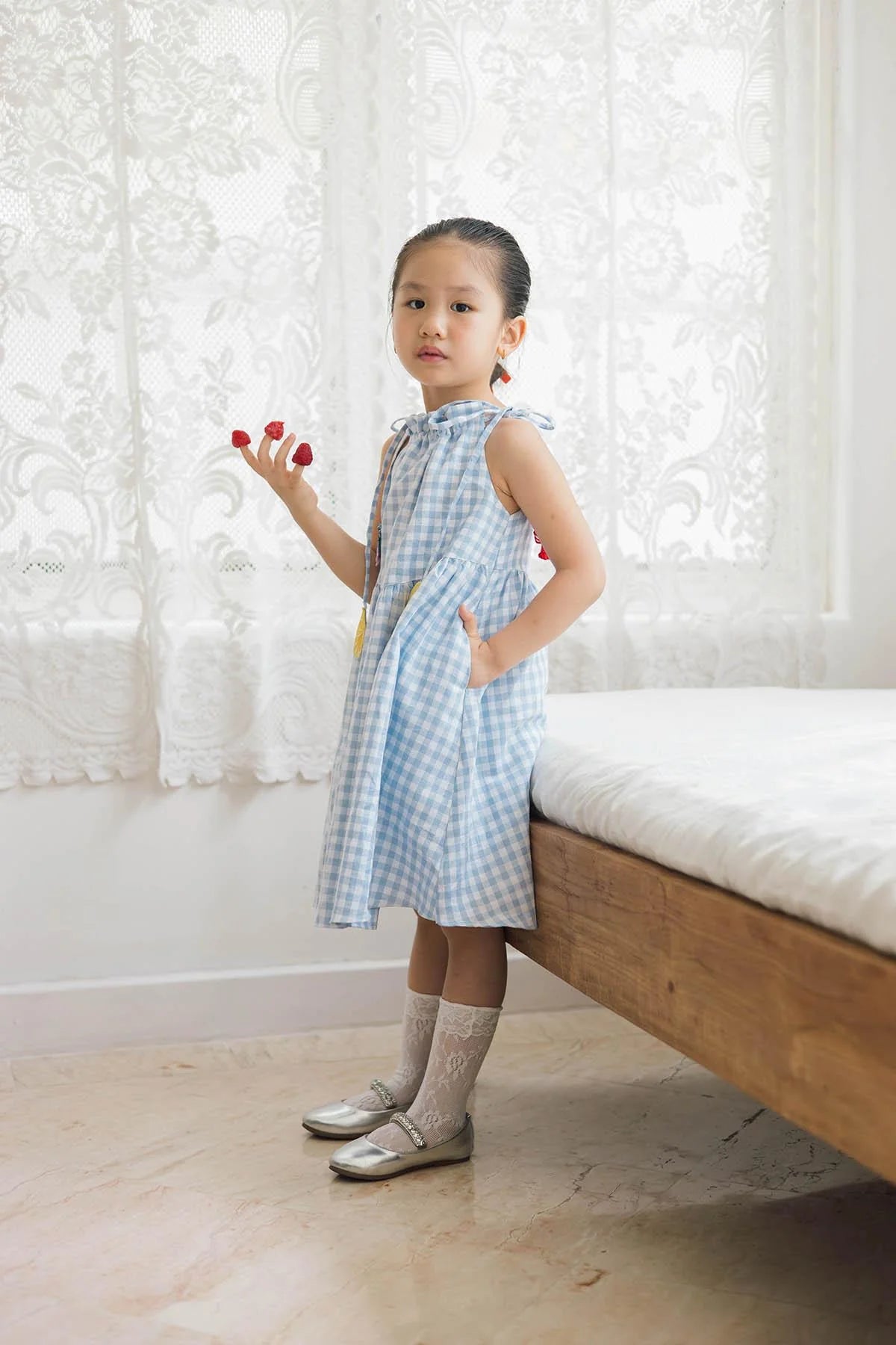 Capri Petite Dress Gingham Blue