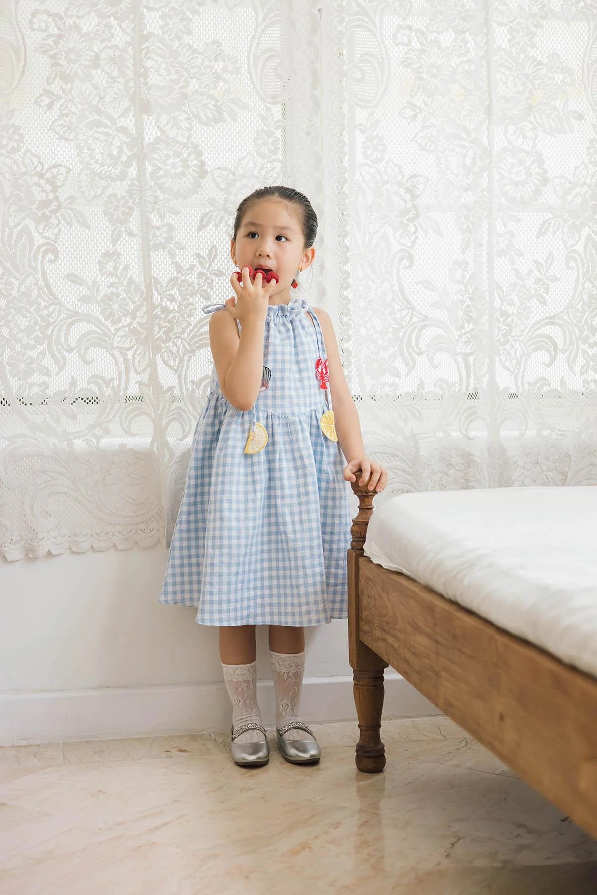 Capri Petite Dress Gingham Blue