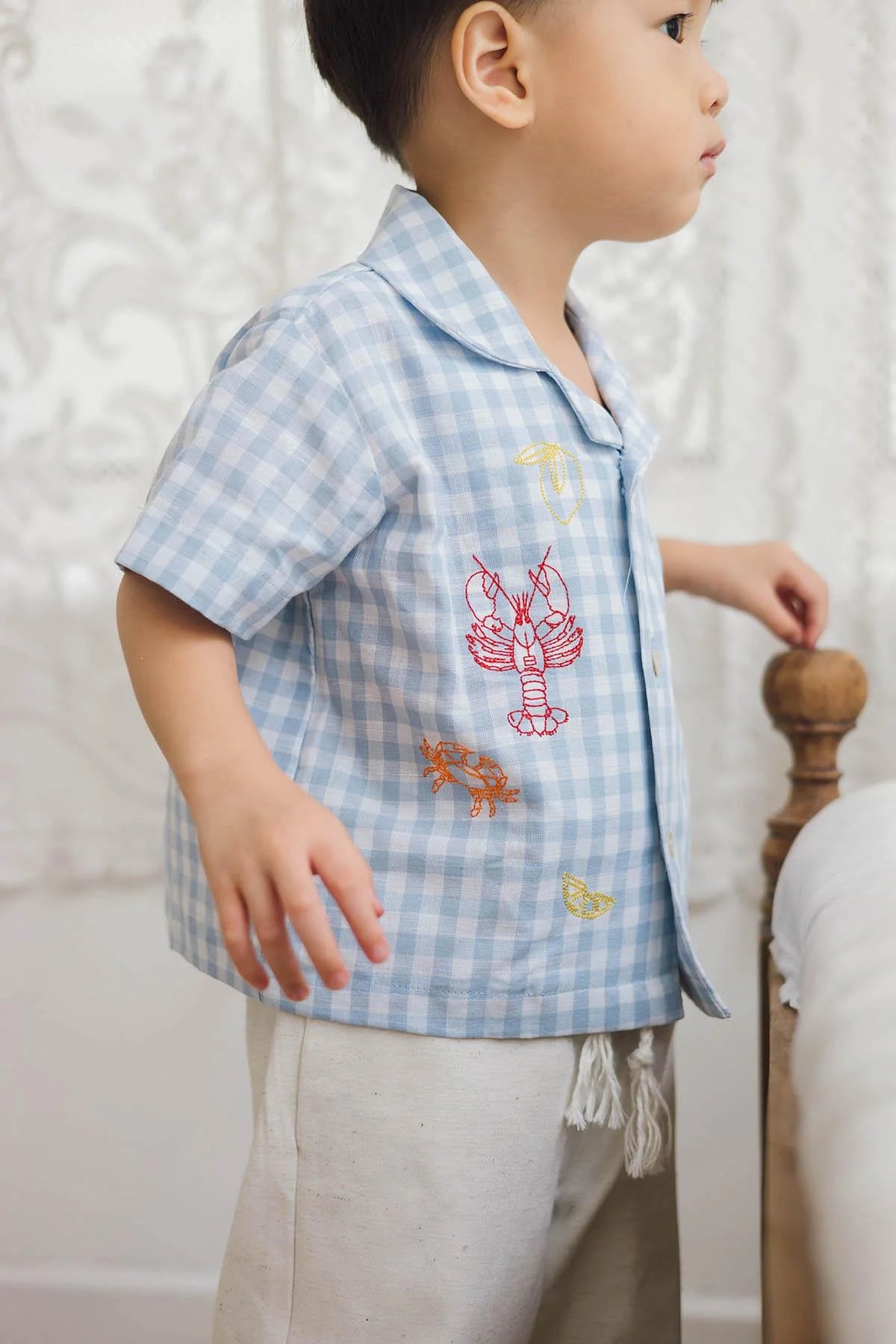 Capri Petite Shirt Gingham Blue