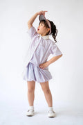 Ceto Petite Bubble Shorts Blue Orange Plaid