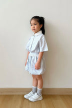 Ceto Petite Bubble Shorts Blue Purple Stripes