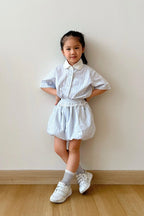 Ceto Petite Bubble Shorts Blue Purple Stripes