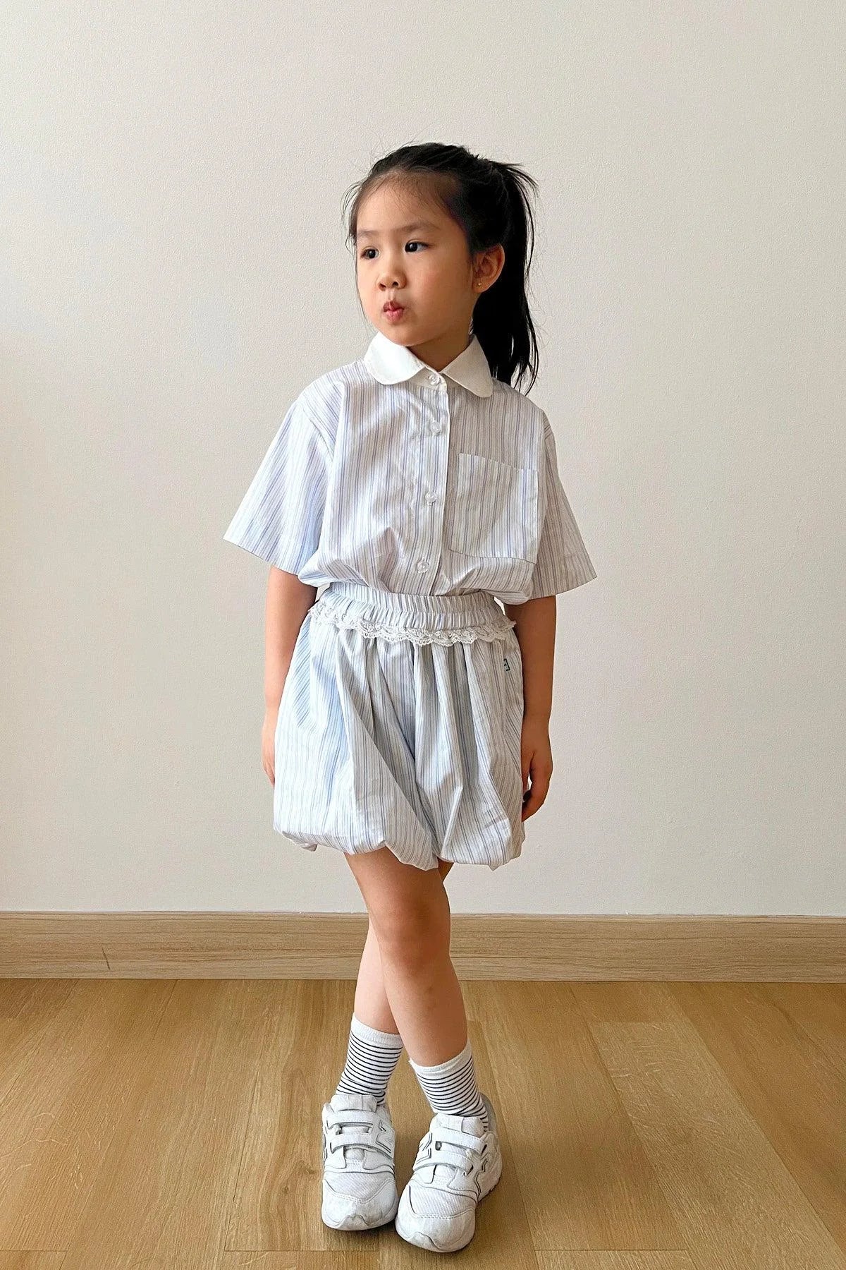 Ceto Petite Bubble Shorts Blue Purple Stripes