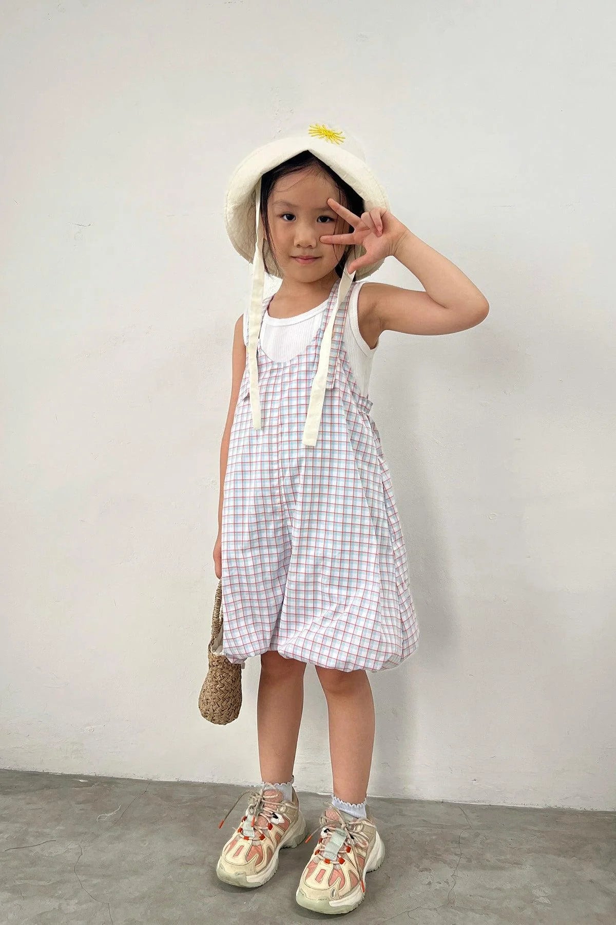 Ceto Petite Jumpsuit Blue Orange Plaid
