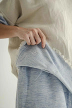 Deux Reversible Pants Blue Ecru