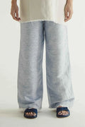 Deux Reversible Pants Blue Ecru