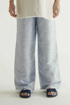 Deux Reversible Pants Blue Ecru