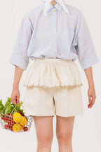 Elodie Peplum Shorts Ecru