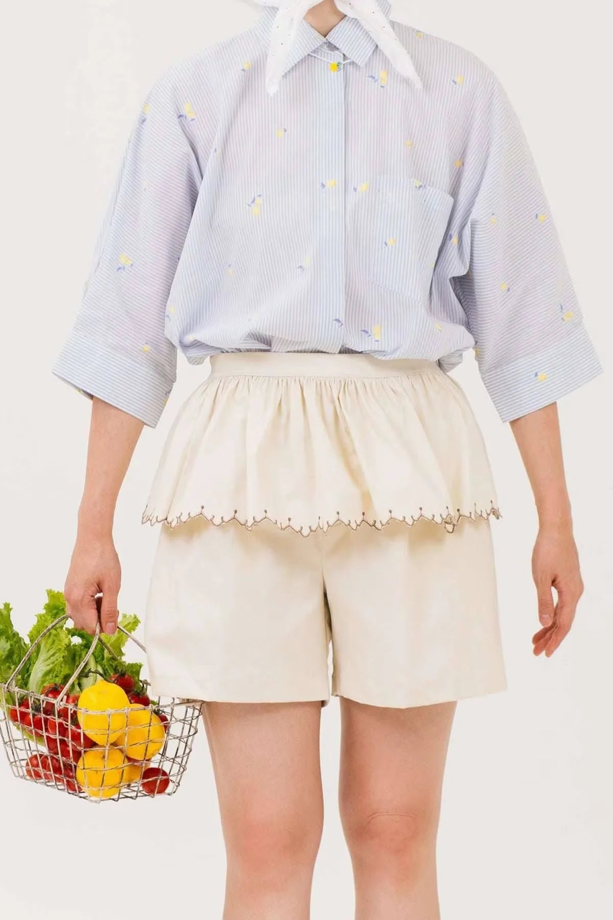 Elodie Peplum Shorts Ecru