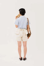 Elodie Peplum Shorts Ecru
